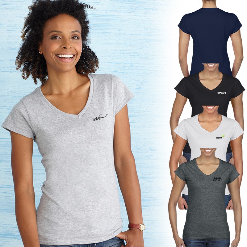 Gildan® Softstyle® Ladies V-Neck T-Shirt - 4.5 oz. - Colors