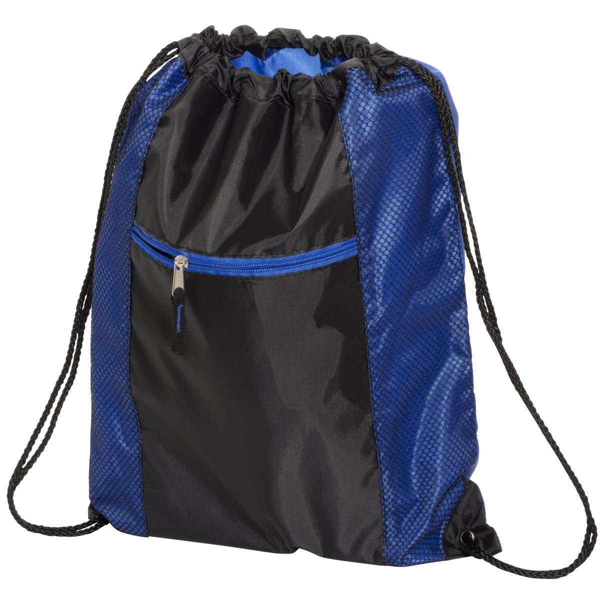 Porter Collection 210D Polyester and Mesh Pattern Drawstring Bag