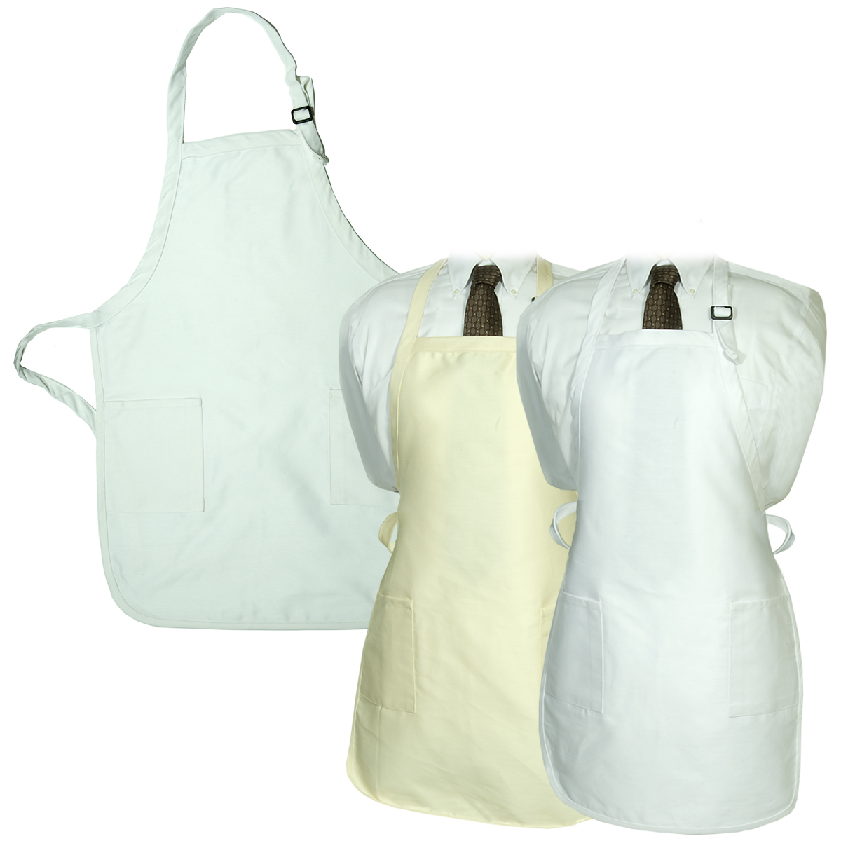 Gourmet Apron with Pockets — Natural and White