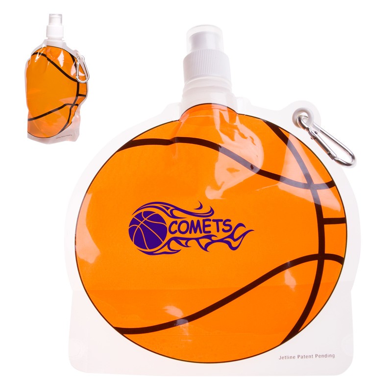 HydroPouch!™ 24 oz. Basketball Collapsible Water Bottle - Patented