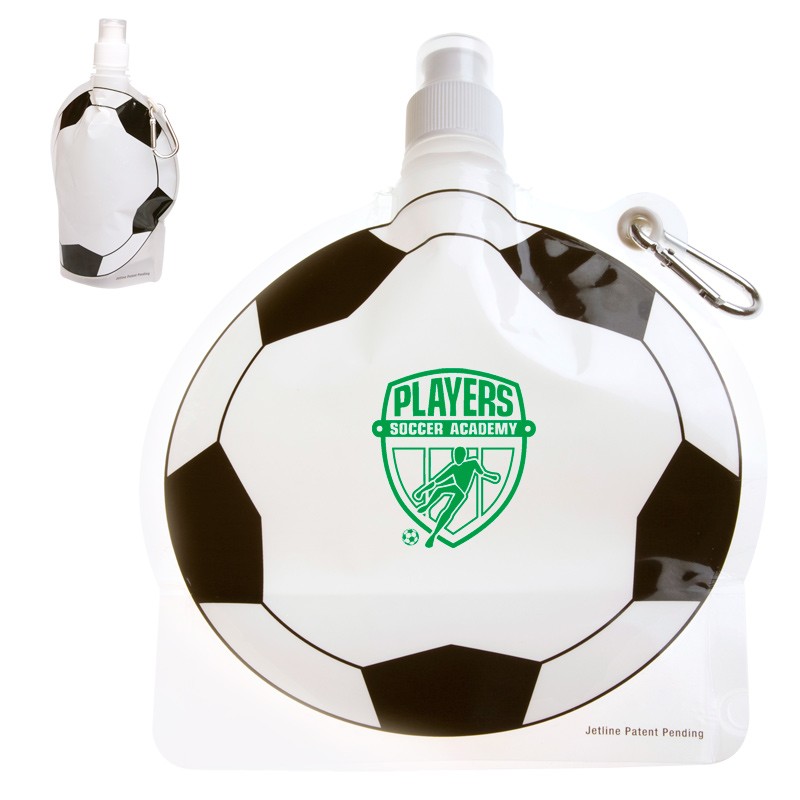 HydroPouch!™ 24 oz. Soccer Ball Collapsible Water Bottle - Patented