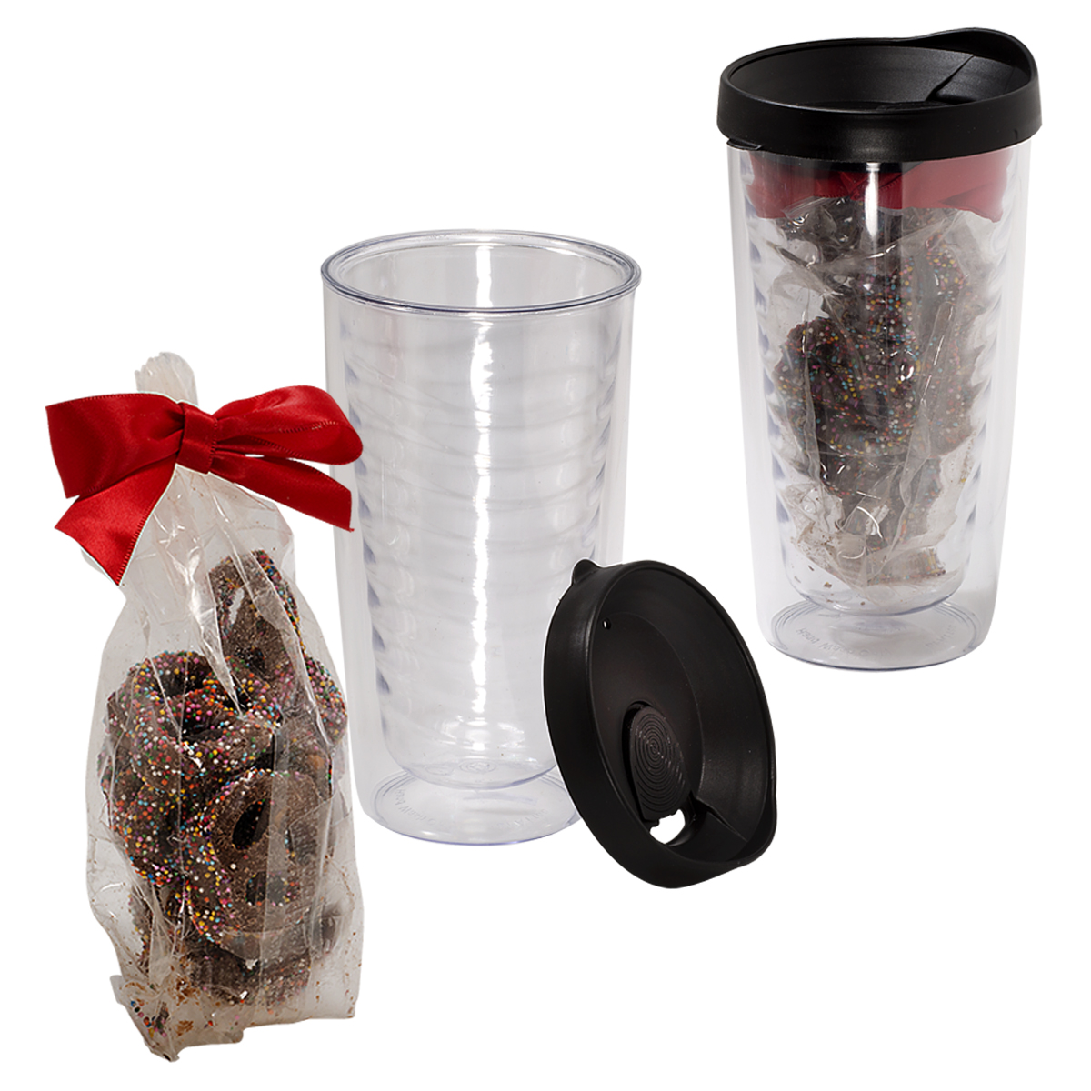 Avalon Clear Tumbler Set with Chocolate Covered Pretzels
