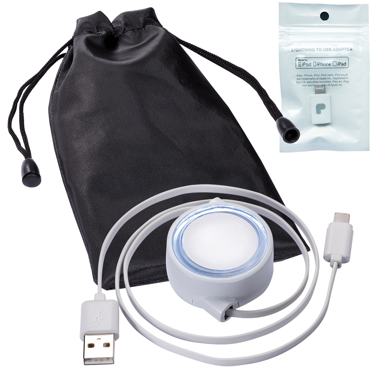 LED Micro USB Cord & Apple® MFi-Lighthing Adapter Set