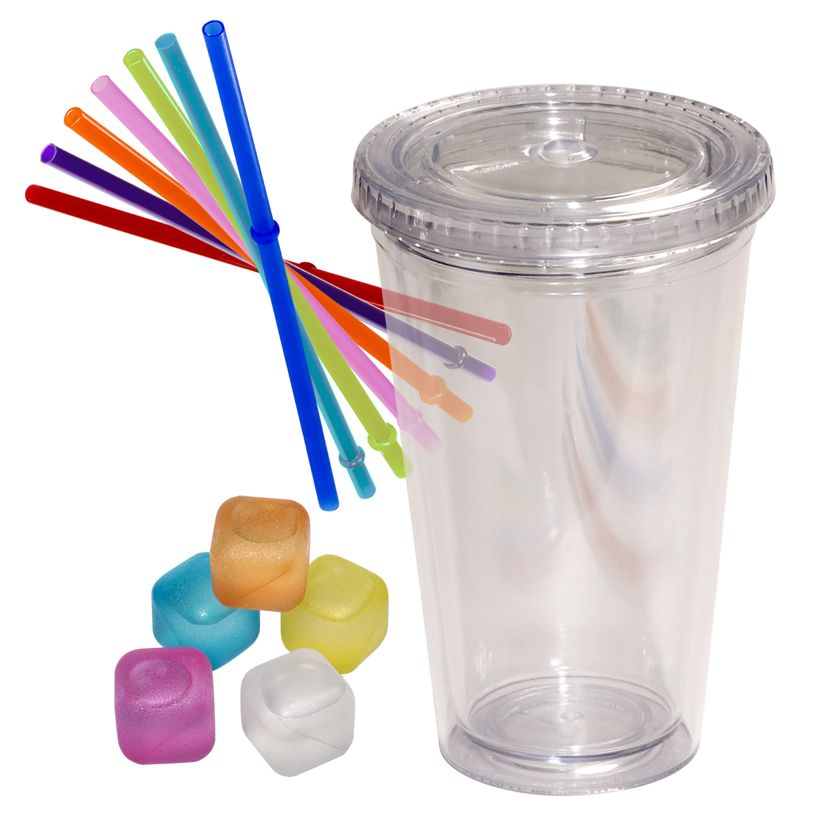 Party Sturdy Sipper and Ice Cubes Set