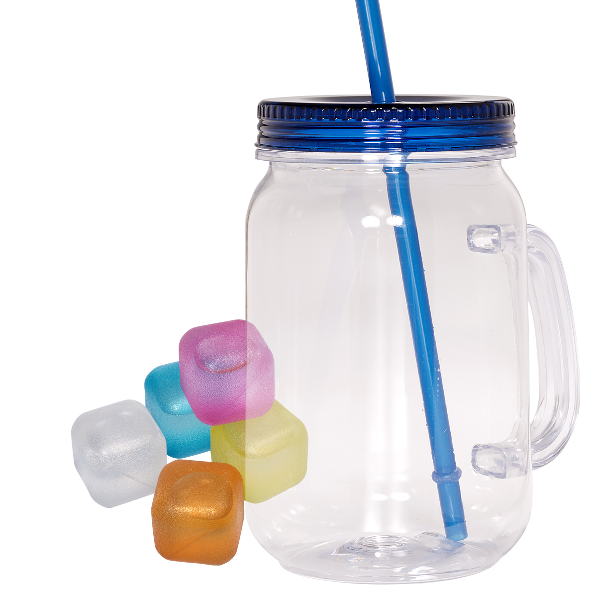 Country Mason Jar Sipper and Ice Cubes Set